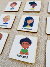 Load image into Gallery viewer, Emotion & Feelings Flash Cards for Children - Wooden Flash Cards Set - 6cm