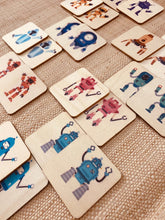 Load image into Gallery viewer, 24 Pieces Robots Wooden Memory Game