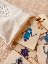 Load image into Gallery viewer, 24 Pieces Robots Wooden Memory Game