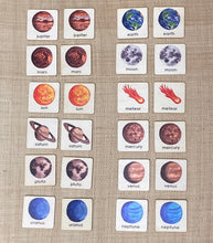 Load image into Gallery viewer, Wooden Solar System Memory Game Montessori and Waldorf Inspired Matching Space Games