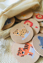 Load image into Gallery viewer, Montessori and Waldorf Inspired Safari Animals Matching and Memory Game -  16 Piece Set