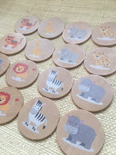 Load image into Gallery viewer, Montessori and Waldorf Inspired Safari Animals Matching and Memory Game -  16 Piece Set