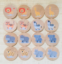 Load image into Gallery viewer, Montessori and Waldorf Inspired Safari Animals Matching and Memory Game -  16 Piece Set