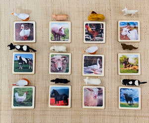Miniature Farm Animals with Matching Cards - 2 Part Cards