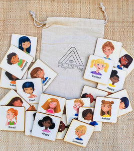 Emotion & Feelings Flash Cards for Children - Wooden Flash Cards Set - 6cm