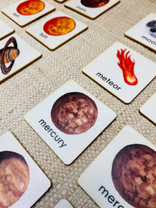Wooden Solar System Memory Game Montessori and Waldorf Inspired Matching Space Games