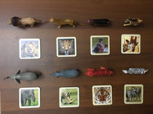 Load image into Gallery viewer, Montessori African Safari Animals Match Game with - 2 Part Wooden Cards
