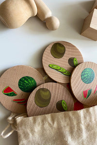 Montessori and Waldorf Inspired Fruit Matching and Memory Game -  16 Piece Set