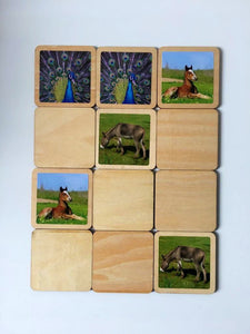 Montessori Wooden Animals Match & Memory Game - 16 Piece Set